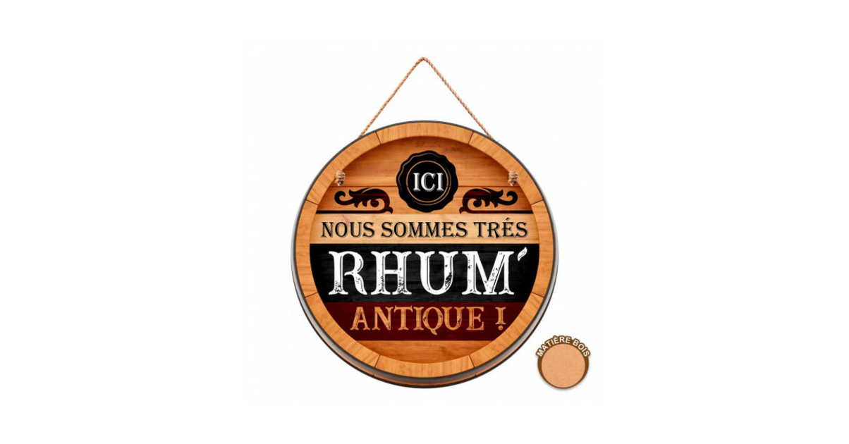 Plaque Murale Déco - Caisse De Rhum Antique SUD TRADING - Style Rétro Industriel